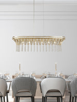 Searchlight Electric Gemma 8Lt Bar Pendant - Satin Brass & Clear Crystal 68510-8SB