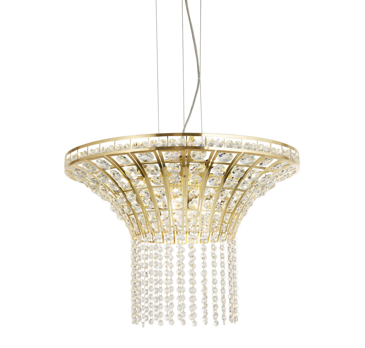 Gemma 8Lt Round Pendant - Satin Brass & Clear Crystal