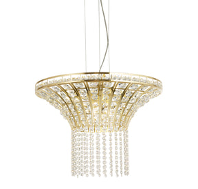 Gemma 8Lt Round Pendant - Satin Brass & Clear Crystal