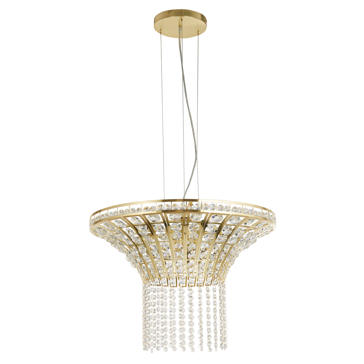 Searchlight Electric Gemma 8Lt Round Pendant - Satin Brass & Clear Crystal 68511-8SB