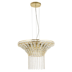 Searchlight Electric Gemma 8Lt Round Pendant - Satin Brass & Clear Crystal 68511-8SB