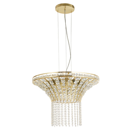 Searchlight Electric Gemma 8Lt Round Pendant - Satin Brass & Clear Crystal 68511-8SB
