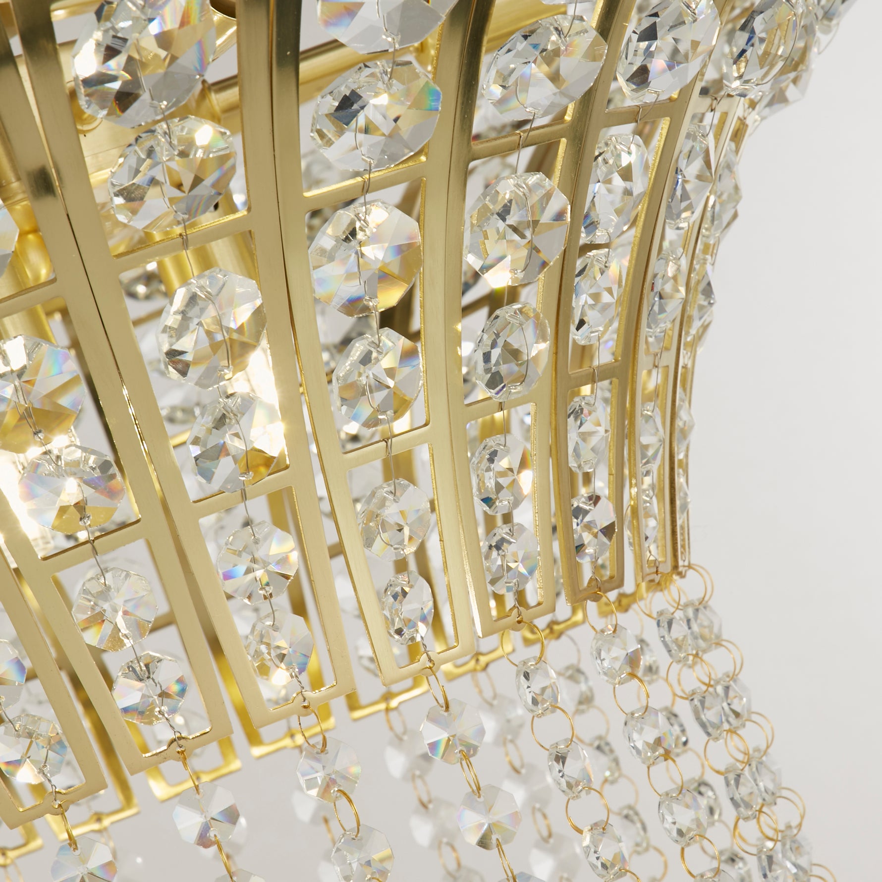 Searchlight Electric Gemma 8Lt Round Pendant - Satin Brass & Clear Crystal 68511-8SB