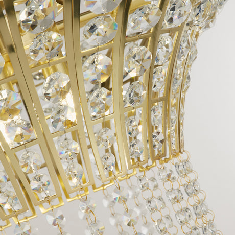 Searchlight Electric Gemma 8Lt Round Pendant - Satin Brass & Clear Crystal 68511-8SB