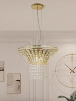 Searchlight Electric Gemma 8Lt Round Pendant - Satin Brass & Clear Crystal 68511-8SB