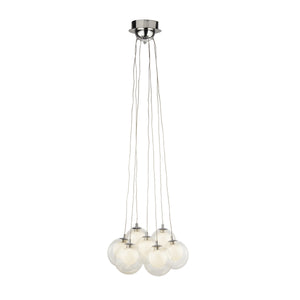 Cluster 7Lt Pendant - Chrome Metal & Clear & Crystal Sand