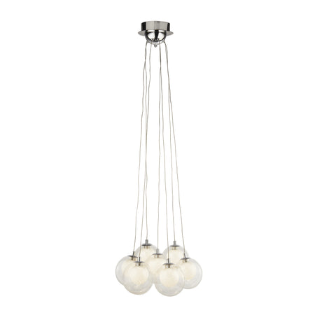 Cluster 7Lt Pendant - Chrome Metal & Clear & Crystal Sand