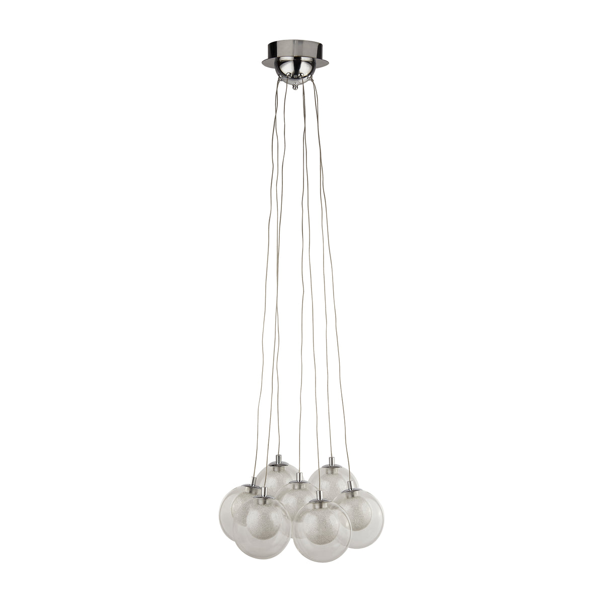 Searchlight Electric Cluster 7Lt Pendant - Chrome Metal & Clear & Crystal Sand 6867-7CC