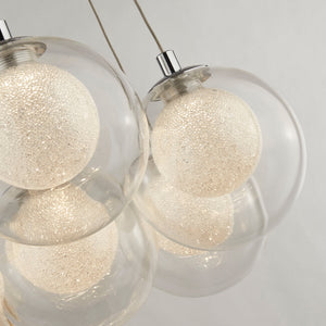 Searchlight Electric Cluster 7Lt Pendant - Chrome Metal & Clear & Crystal Sand 6867-7CC
