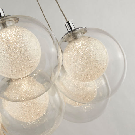 Searchlight Electric Cluster 7Lt Pendant - Chrome Metal & Clear & Crystal Sand 6867-7CC