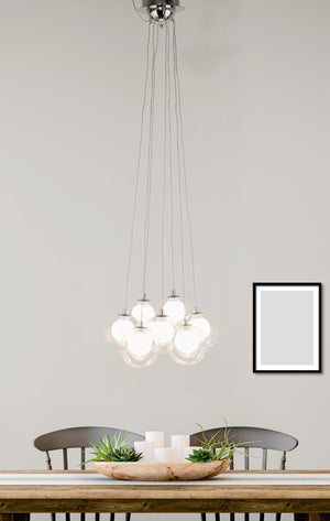 Searchlight Electric Cluster 7Lt Pendant - Chrome Metal & Clear & Crystal Sand 6867-7CC
