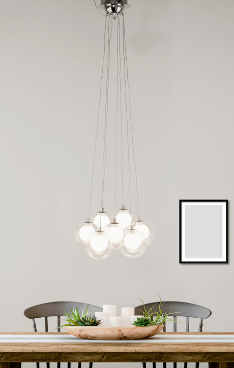 Searchlight Electric Cluster 7Lt Pendant - Chrome Metal & Clear & Crystal Sand 6867-7CC