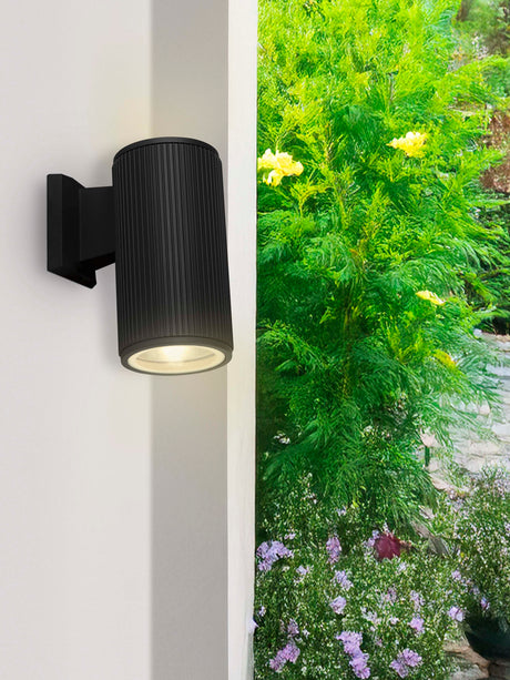 Searchlight Electric Hamburg Outdoor Wall Light - Black Metal & Glass 6871BK