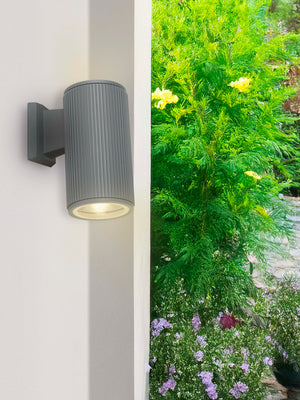 Searchlight Electric Hamburg Outdoor Wall Light - Grey Metal & Clear Glass 6871GY