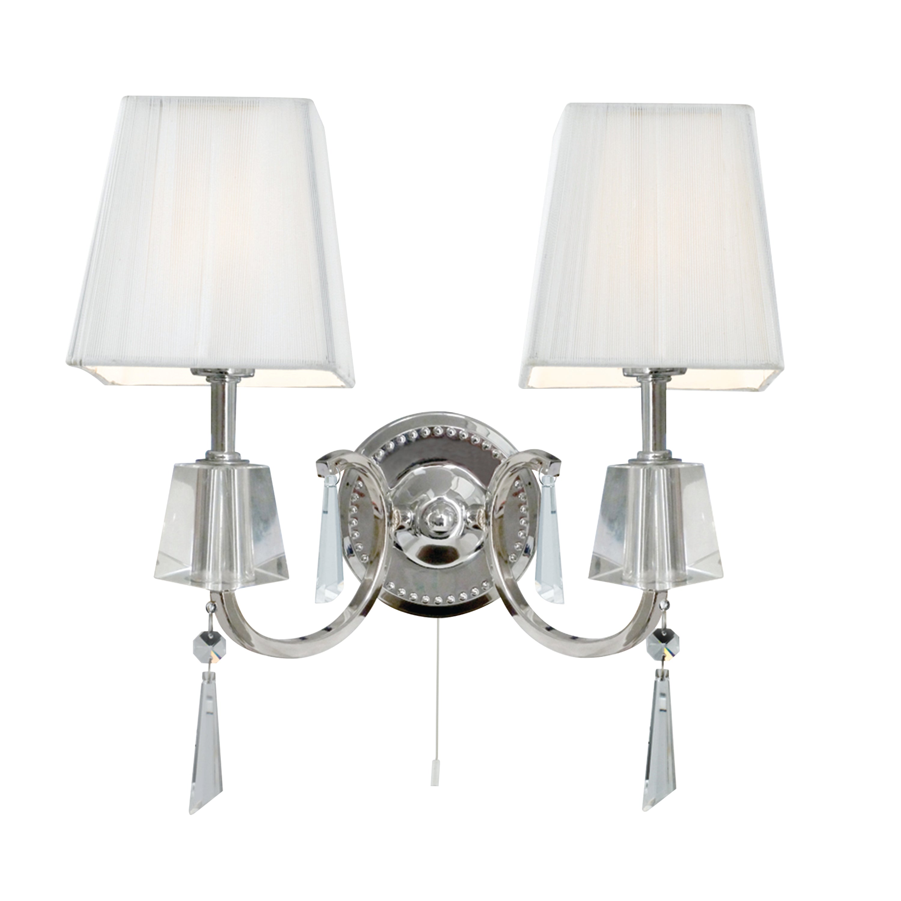 Portico 2Lt Wall Light - Chrome Metal & Glass