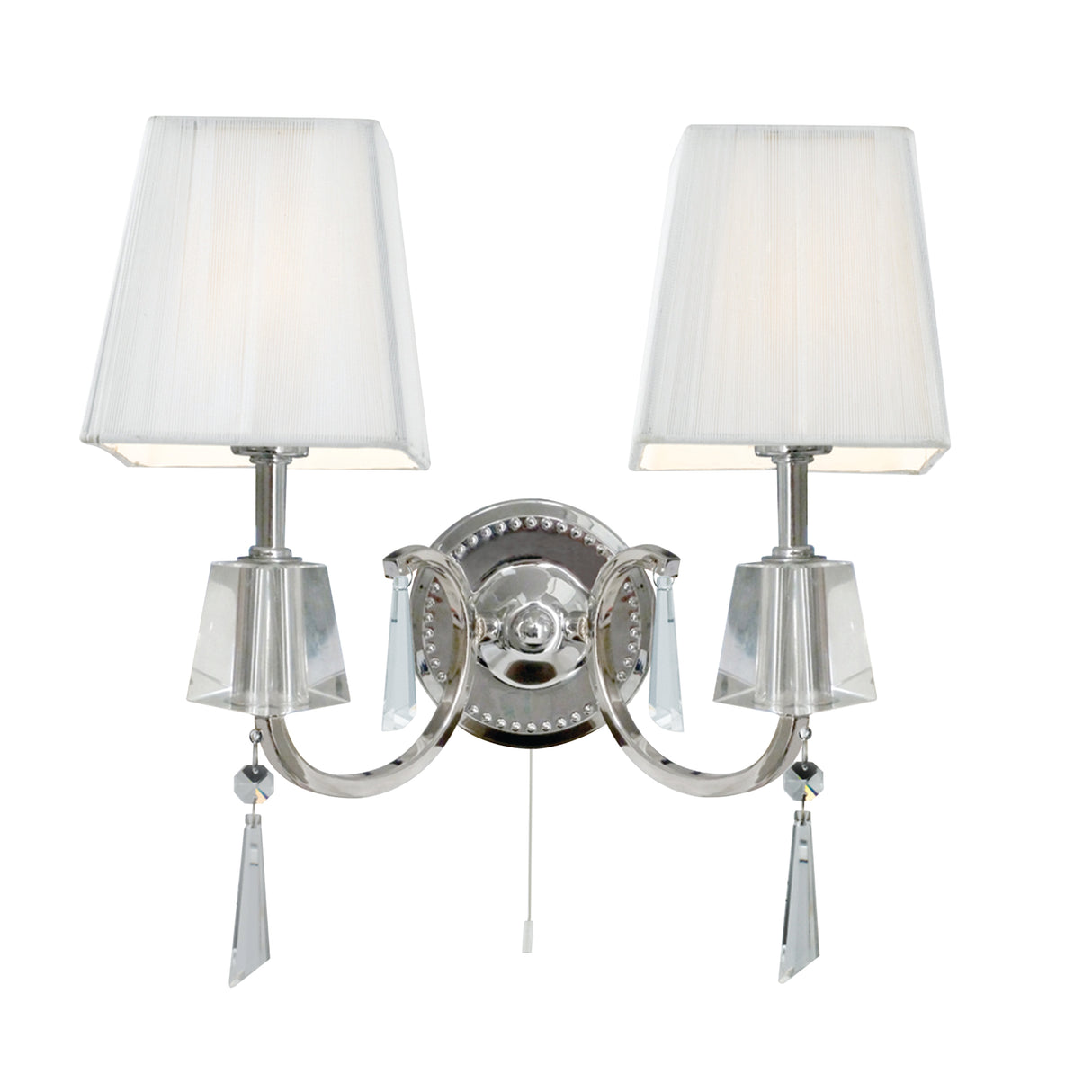 Portico 2Lt Wall Light - Chrome Metal & Glass