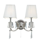 Portico 2Lt Wall Light - Chrome Metal & Glass