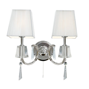 Portico 2Lt Wall Light - Chrome Metal & Glass