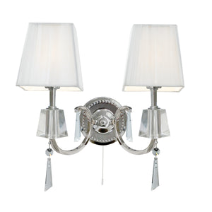 Portico 2Lt Wall Light - Chrome Metal & Glass