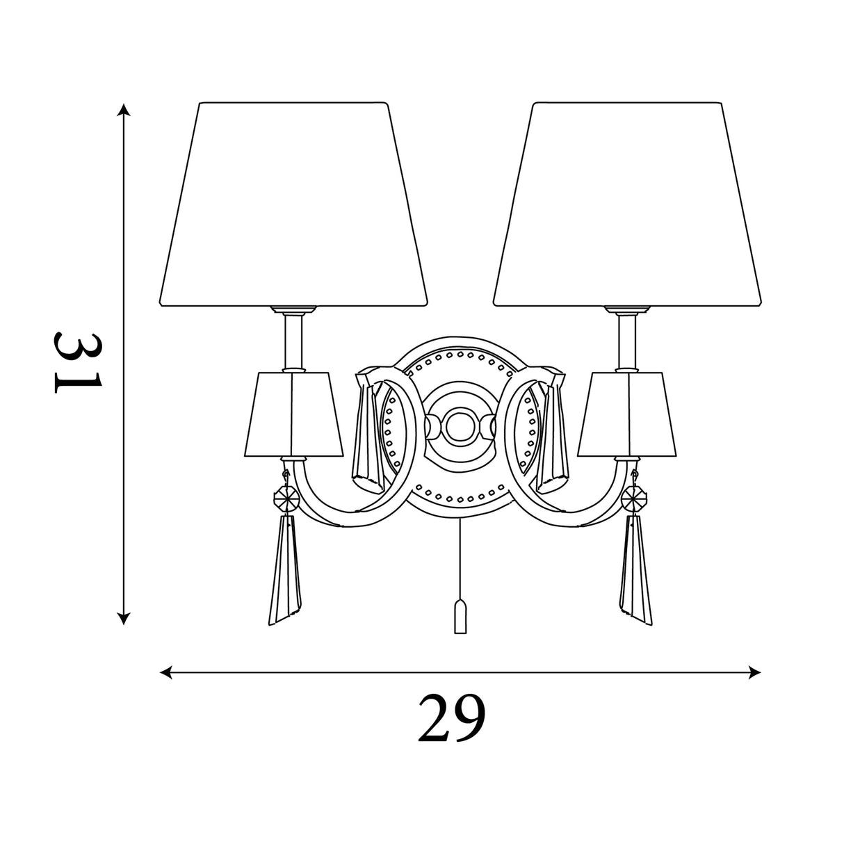 Searchlight Electric Portico 2Lt Wall Light - Chrome Metal & Glass 6882-2CC