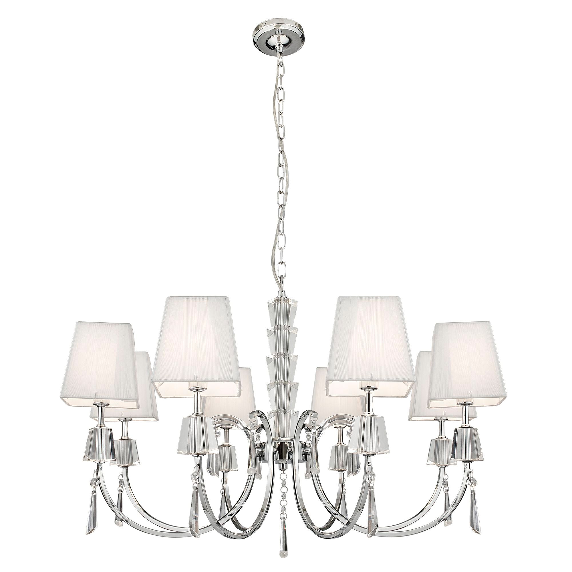 Portico 8Lt Pendant - Chrome Metal, Acrylic & String Shades