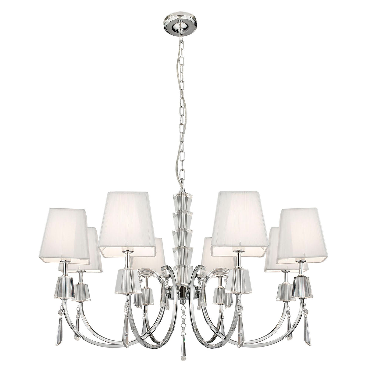 Portico 8Lt Pendant - Chrome Metal, Acrylic & String Shades