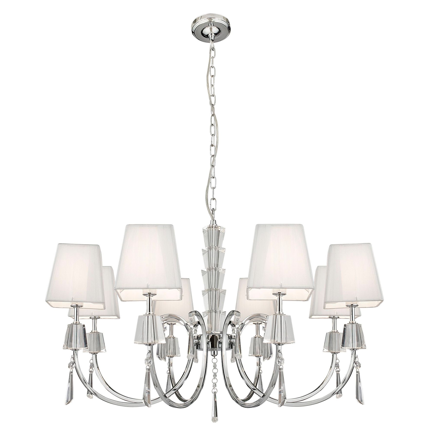 Portico 8Lt Pendant - Chrome Metal, Acrylic & String Shades