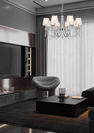 Searchlight Electric Portico 8Lt Pendant - Chrome Metal, Acrylic & String Shades 6888-8CC