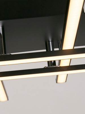 Searchlight Electric Matrix 4Lt Flush - Black Metal & Opal 694-4BK