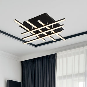 Searchlight Electric Matrix 6Lt Flush - Black Metal & Opal 696-6BK