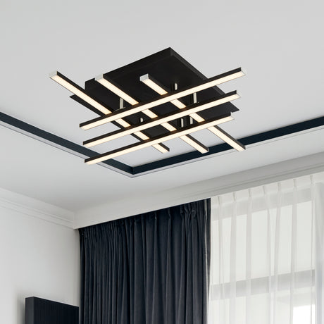Searchlight Electric Matrix 6Lt Flush - Black Metal & Opal 696-6BK