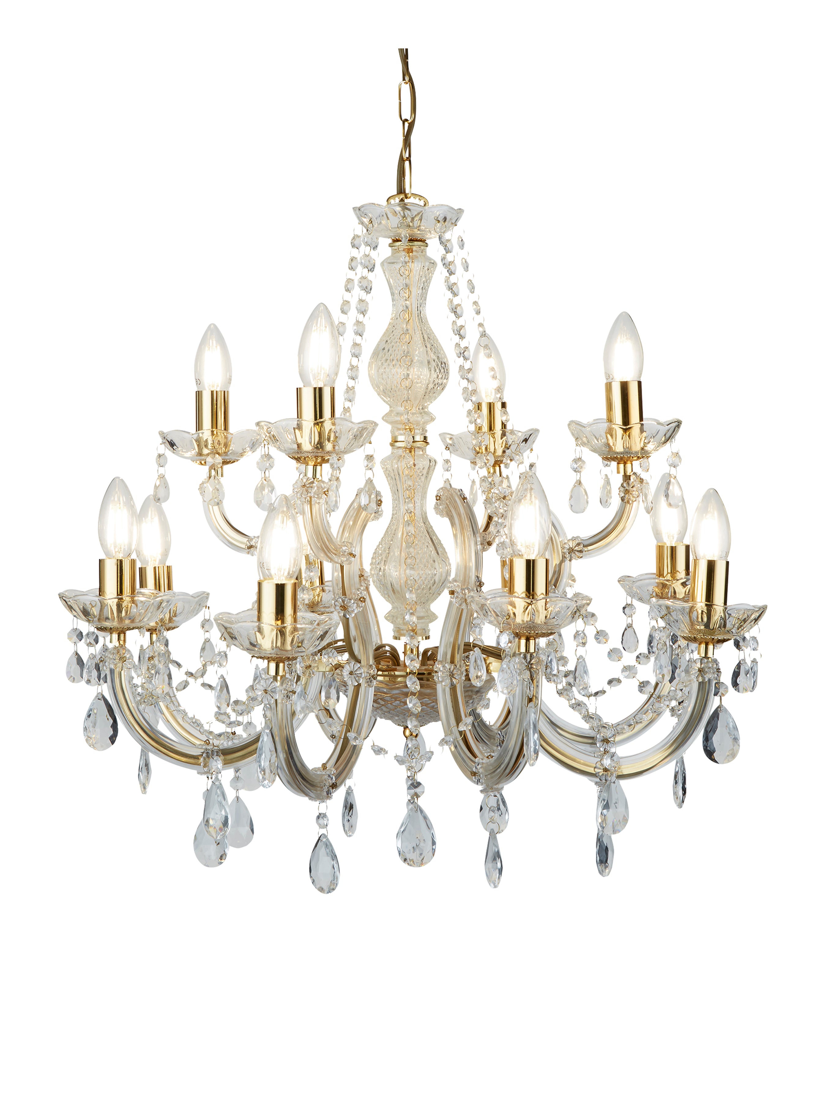 Marie Therese 12Lt Chandelier-Polished Brass & Clear Acrylic