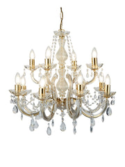 Marie Therese 12Lt Chandelier-Polished Brass & Clear Acrylic