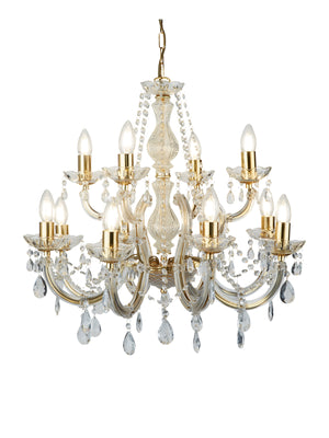 Marie Therese 12Lt Chandelier-Polished Brass & Clear Acrylic