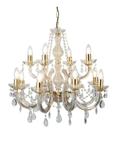 Marie Therese 12Lt Chandelier-Polished Brass & Clear Acrylic