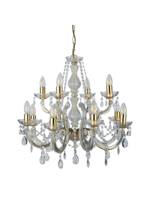 Searchlight Electric Marie Therese 12Lt Chandelier-Polished Brass & Clear Acrylic 699-12
