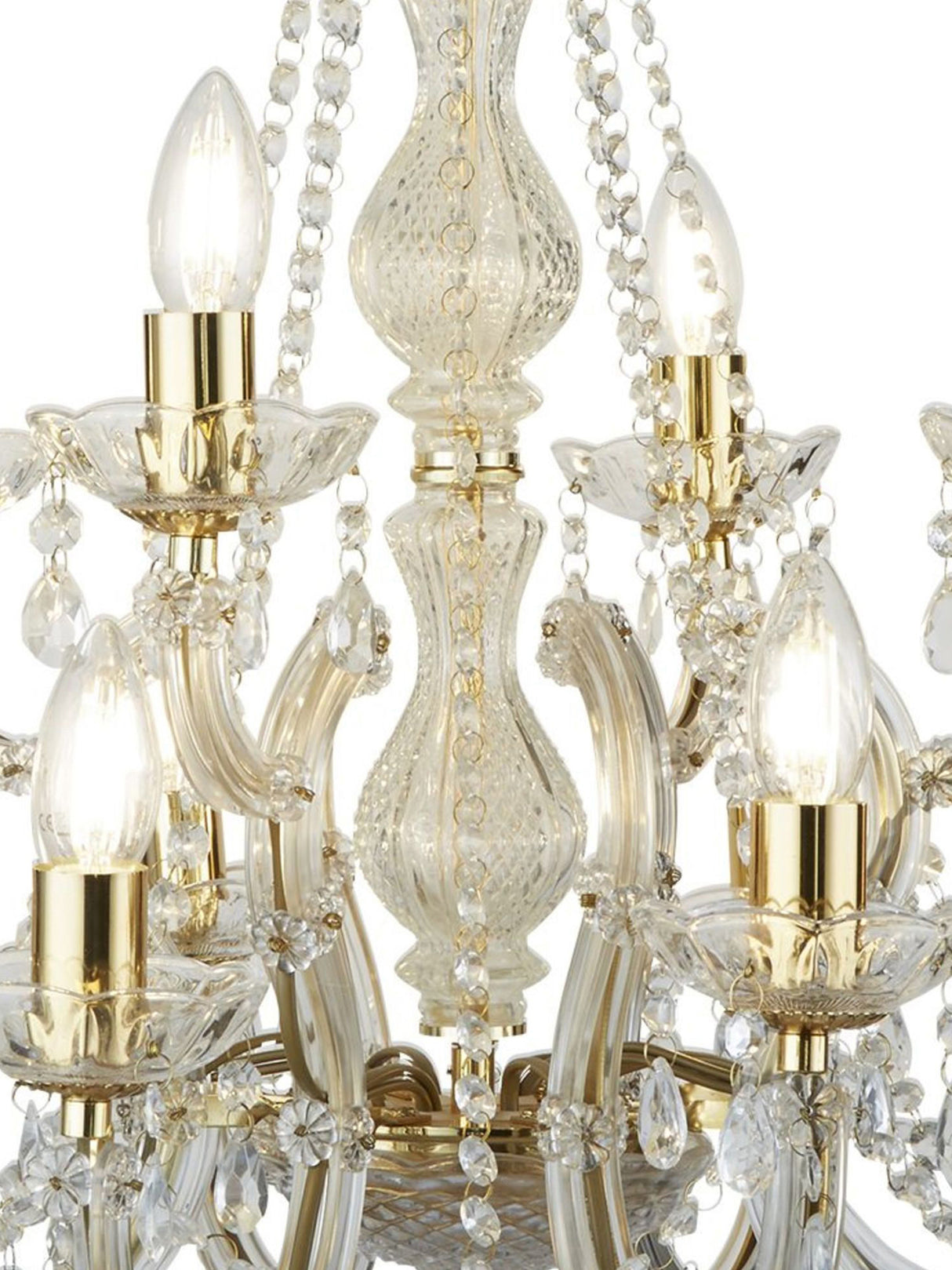 Searchlight Electric Marie Therese 12Lt Chandelier-Polished Brass & Clear Acrylic 699-12