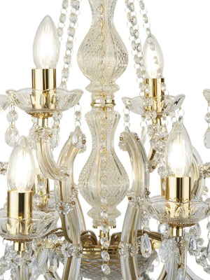 Searchlight Electric Marie Therese 12Lt Chandelier-Polished Brass & Clear Acrylic 699-12