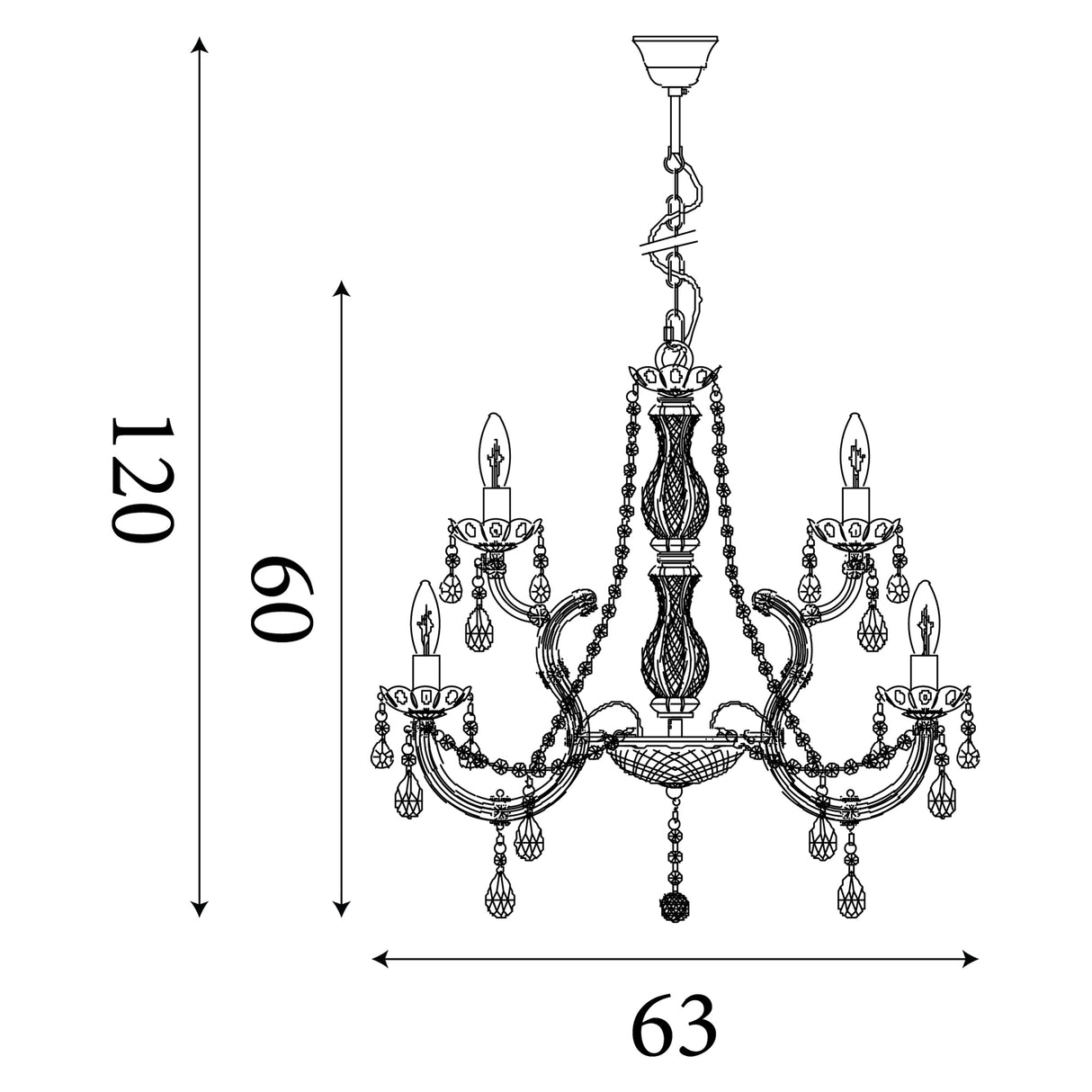 Searchlight Electric Marie Therese 12Lt Chandelier-Polished Brass & Clear Acrylic 699-12