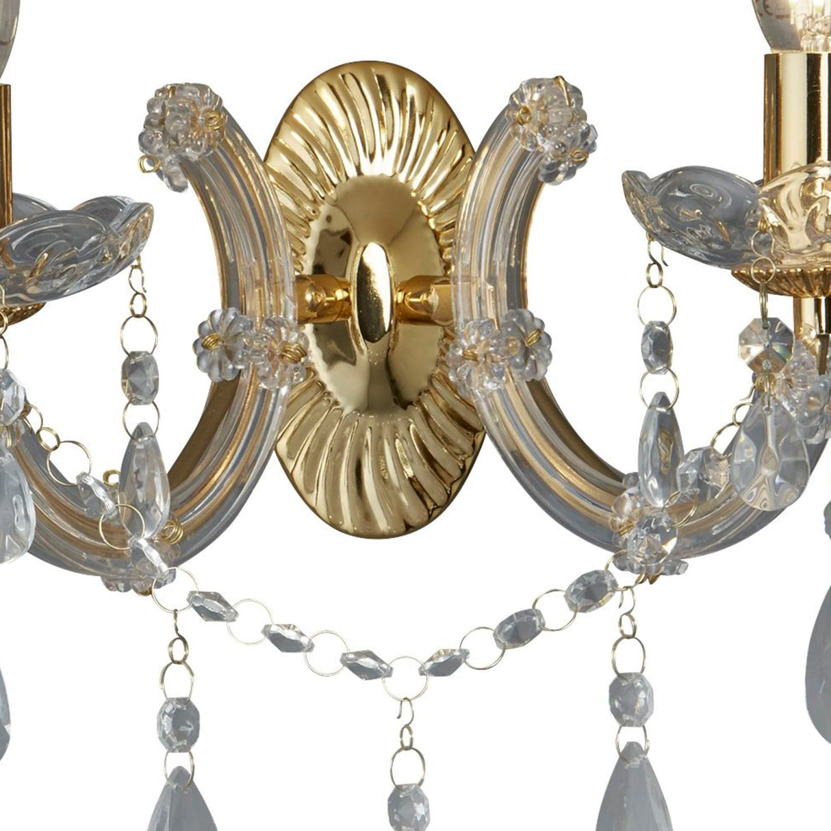 Searchlight Electric Marie Therese 2Lt Wall Light-Polished Brass & Clear Acrylic 699-2