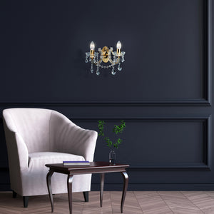 Searchlight Electric Marie Therese 2Lt Wall Light-Polished Brass & Clear Acrylic 699-2