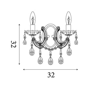 Searchlight Electric Marie Therese 2Lt Wall Light-Polished Brass & Clear Acrylic 699-2
