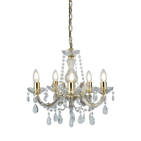 Marie Therese 5Lt Pendant - Polished Brass & Clear Acrylic