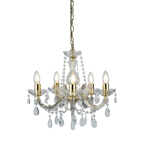 Marie Therese 5Lt Pendant - Polished Brass & Clear Acrylic