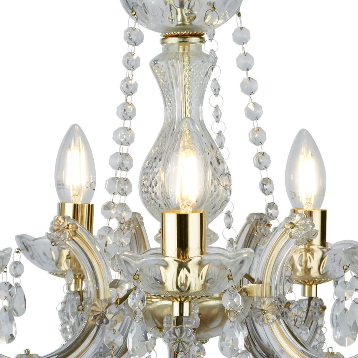 Searchlight Electric Marie Therese 5Lt Pendant - Polished Brass & Clear Acrylic 699-5