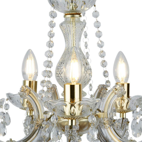 Searchlight Electric Marie Therese 5Lt Pendant - Polished Brass & Clear Acrylic 699-5