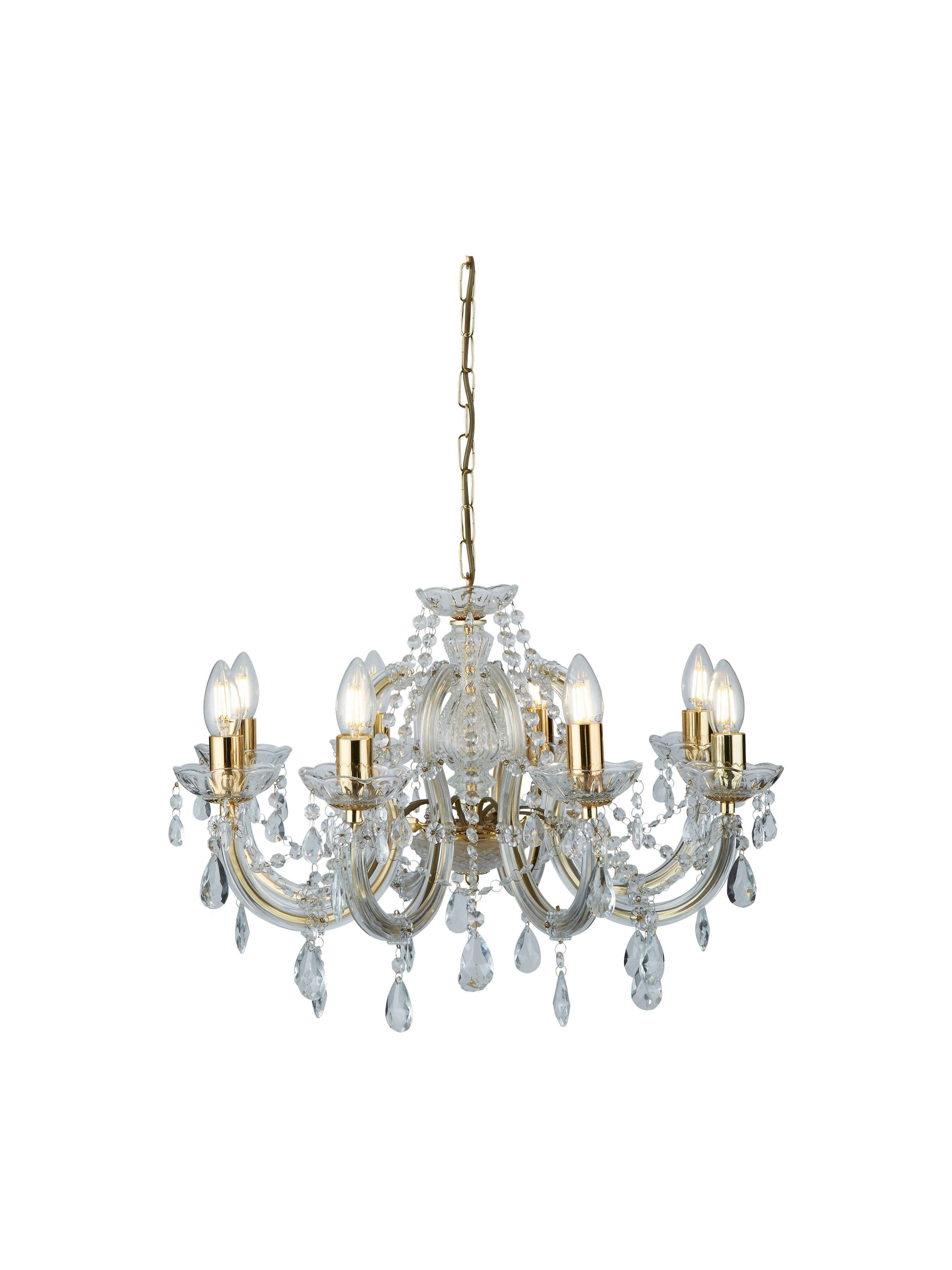 Marie Therese 8Lt Pendant - Polished Brass & Clear Acrylic