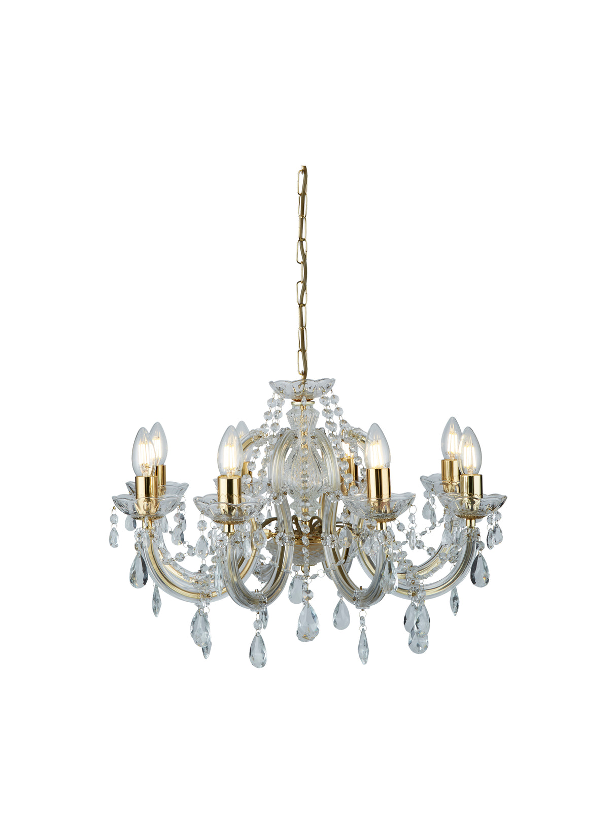 Marie Therese 8Lt Pendant - Polished Brass & Clear Acrylic