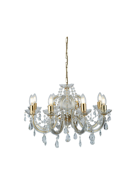 Marie Therese 8Lt Pendant - Polished Brass & Clear Acrylic