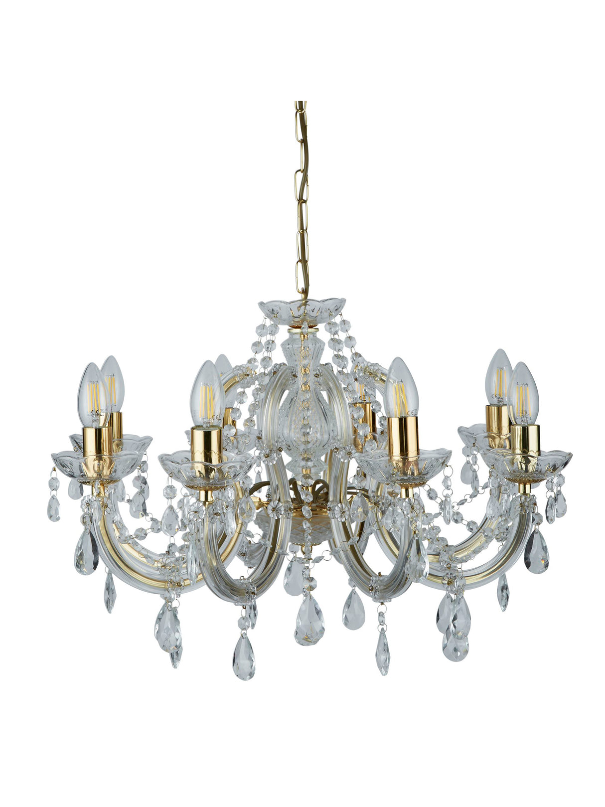 Searchlight Electric Marie Therese 8Lt Pendant - Polished Brass & Clear Acrylic 699-8